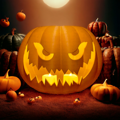 vilain citrouille by 3demoniak ménage décor halloween effrayant bougie chauffe plat 2023 art décoration yeux 3d print model - Mito3D
