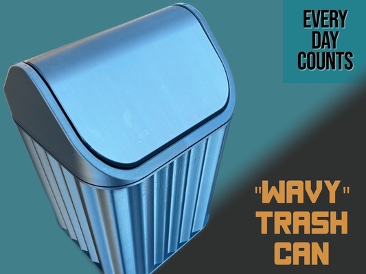 decorative office trash can wavy by day counts household decor bin recycle 3d print model - Mito3D