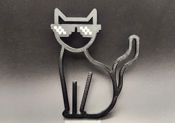 thug life cat 2 color by triplegworkshop art signs & logos pet multicolor white black sunglasses cool 2d cats kitty kitten pets dogs feline meow shades gato calico thuglife purr thung 3d print model - Mito3D