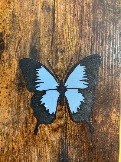 siyah mavi kelebek by yavaş konuşma atölye sanat 2d kelebekler uçmak gökyüzü 3d print model - Mito3D