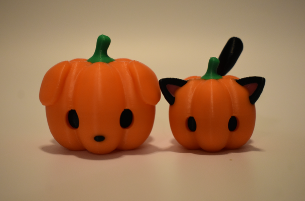 pumpkitty pumpkin pup cute cat & dog remixed by markury art models kitty pumpkiee 3d print model - Mito3D