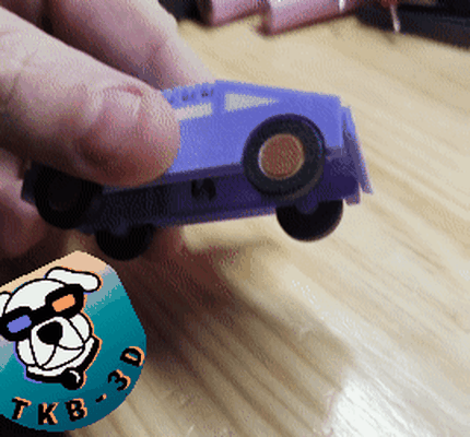 auto folding car print in place by tkb-3d toys & games fidget pip fun kids automatic transformer rubber band 3d print model - Mito3D