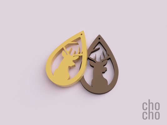 deer christmas earring by chocho fashion jewelry necklace ornament ring keychain keyring 3d print model - Mito3D
