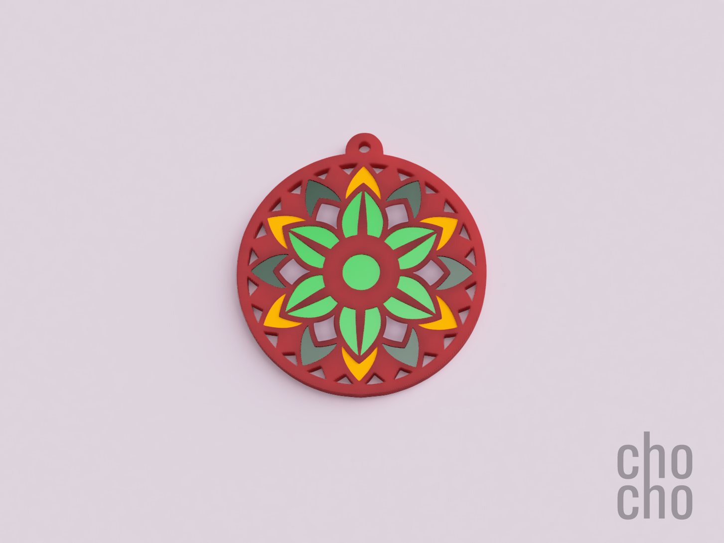 multicolor christmas flower ornament by chocho fashion jewelry keychain necklace ring keyring earring 3D print model - Mito3D