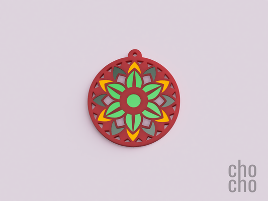 multicolor christmas flower ornament by chocho fashion jewelry keychain necklace ring keyring earring 3d print model - Mito3D