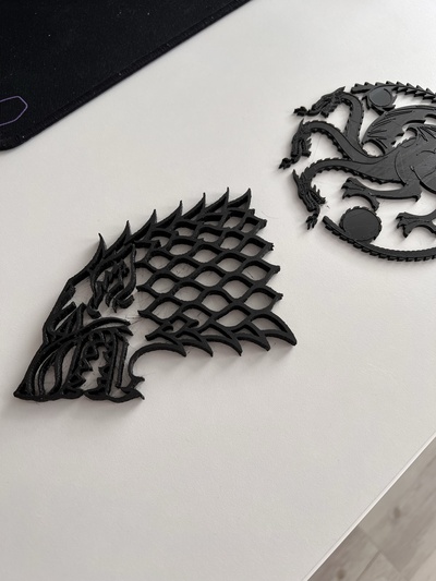 game of thrones - stark targaryen by jdormer9 household decor gameofthrones wallmount ornament ornaments silhouette thegameofthrones decoraations house decoration silhouetteart 2d art wall 3d print model - Mito3D