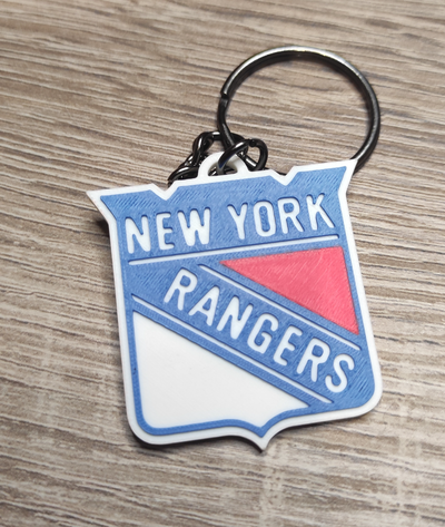 york rangers keychain by carlson art signs & logos key keyring keyrings nhl newyork ny 3d print model - Mito3D