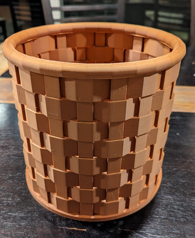 woven trash basket remixed by marciealana household decor bin can 3d print model - Mito3D