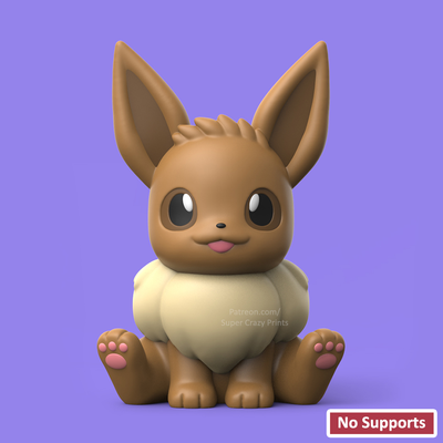 pokemon-chibi eevee no support by snapprint3d supercrazyprints toys & games characters pokemon pikachu charmander squirtle gengar bulbasaur 3d print model - Mito3D