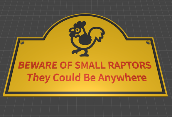 dikkat küçük raptors by cgoodvin sanat işaretler logolar makerlab imzamı at tavuk uyarı uyarı işareti 3d print model - Mito3D