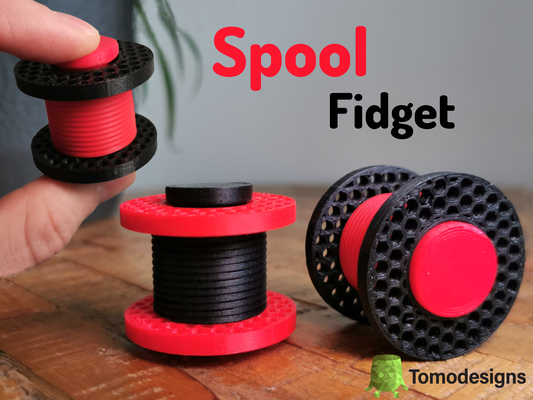 spool fidget by tomodesigns toys & games filament fidgettoy fidgetclicker 3d print model - Mito3D