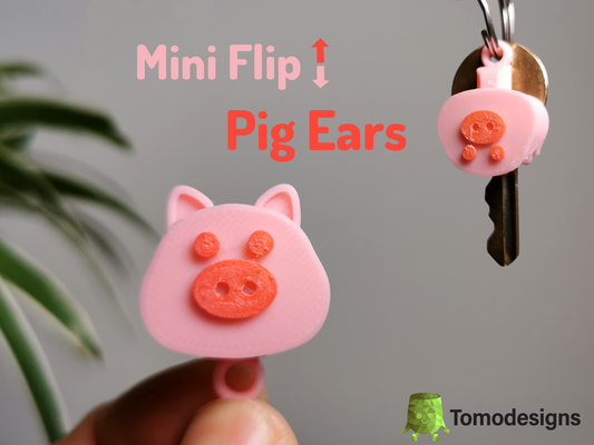 mini giro porco orelhas by tomodesigns miniaturas animais presente printinplace fácil chaveiro porcos 3d print model - Mito3D