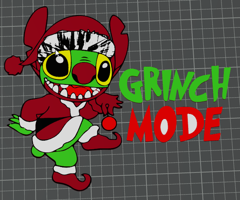 grinch mode stitch - ams ready by ben art 2d grinchmode merry christmas multicolour 3d print model - Mito3D