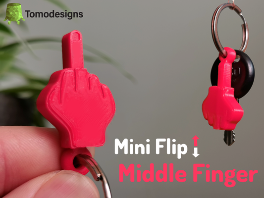 mini flip middle finger keychain by tomodesigns art models mechanism printinplace easyprint keychains middlefinger smallprint 3d print model - Mito3D