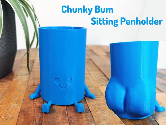 chunky bum sitting penholder by tomodesigns tools organizers pot funny pencilholder 3d print model - Mito3D