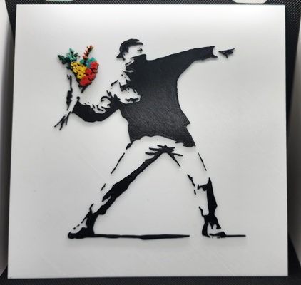banksy's love is in air - 6 color w filament 1 at a time by triplegworkshop art models multicolor topography painting wallart 2dwallart banksy graffiti banksyart banksyballongirl banksymaid banksyzebra banksyprisoner fineart 3d print model - Mito3D