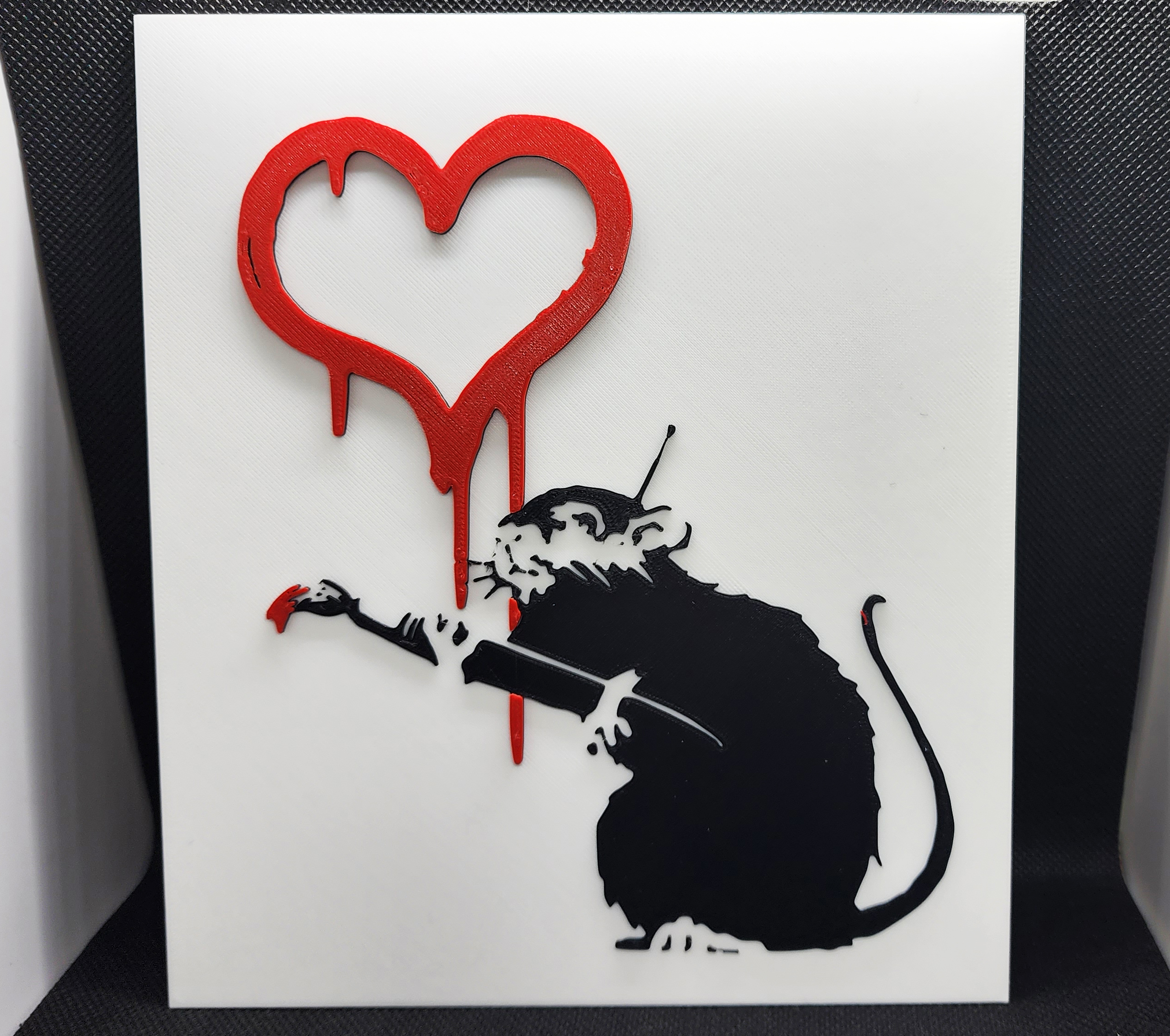 banksy's love rat - 3 color w filament 1 at a time by triplegworkshop art models wall multicolor topography wallart 2dwallart banksy graffiti banksyart banksyballongirl banksymaid banksyzebra banksyprisoner banks fineart banksi 3D print model - Mito3D