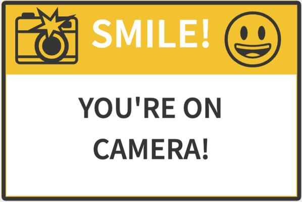 sonreír on cámara firmar by miles3d arte señales logos seguridad 3d print model - Mito3D