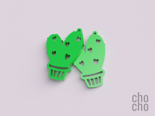 cactus ii earring by chocho fashion jewelry keychain ornament keyring ring christmas necklace 3d print model - Mito3D