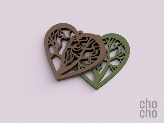cœur arbre noël boucle d'oreille by chatte mode bijoux porte clés bague ornement collier 3d print model - Mito3D