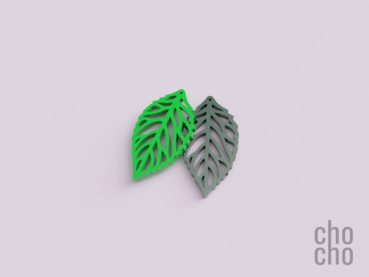 leaf earring by chocho fashion jewelry necklace ring keychain christmas keyring ornament 3d print model - Mito3D