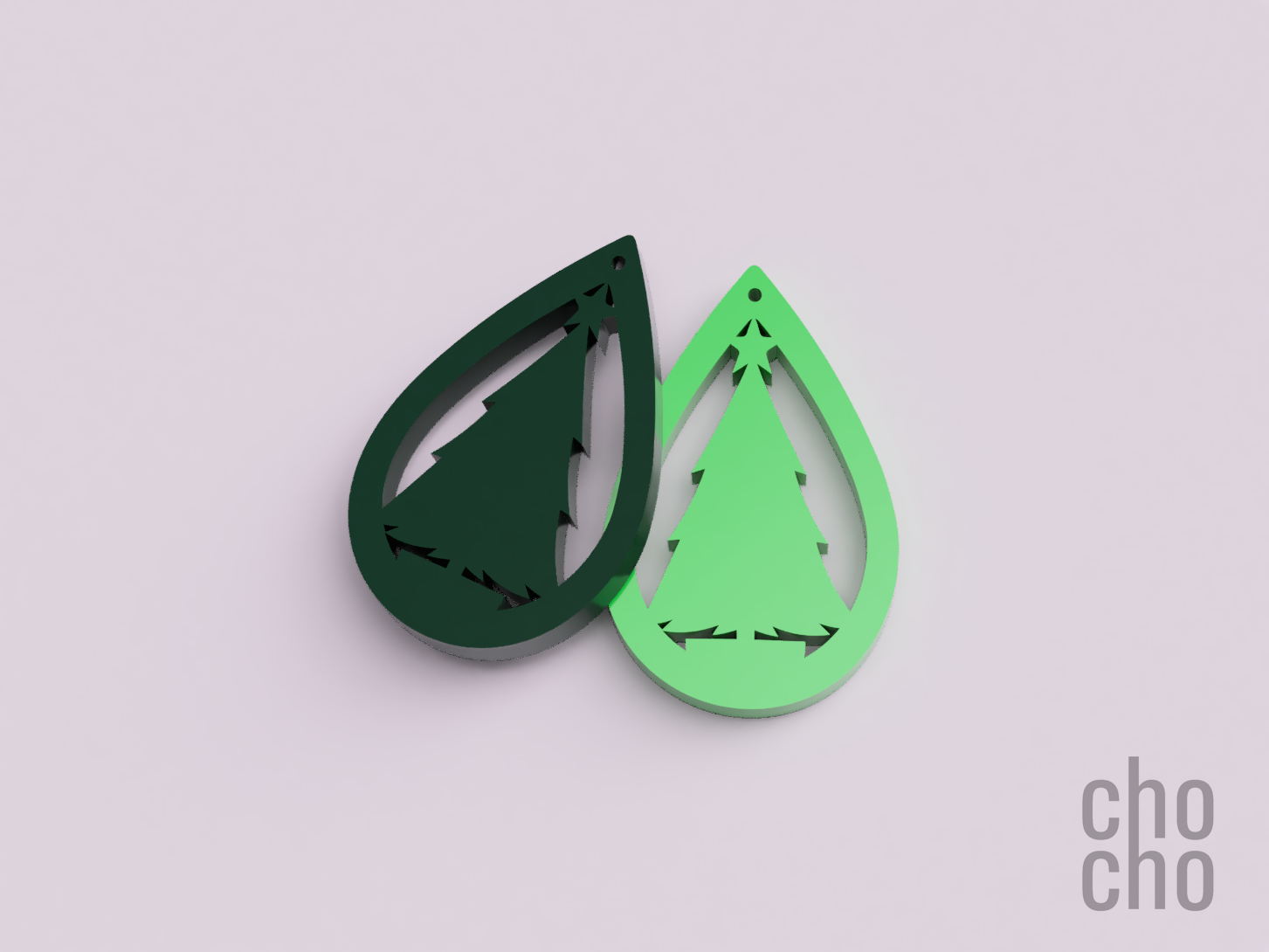 pin arbre noël boucle d'oreille by chatte mode bijoux ornement porte clés bague collier 3D print model - Mito3D