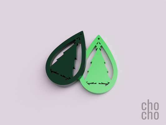 pine tree christmas earring by chocho fashion jewelry ornament keyring ring keychain necklace 3d print model - Mito3D