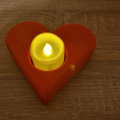 heart led tea light by 3d schoko household decor herz teelicht tealight tealightholder tealightcandle candleholder candle almp birthday wedding christmas sweet 3d print model - Mito3D
