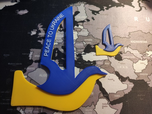 ucrânia paz pássaro by planeta arte sinais logotipos logotipo mudança cor caótico standwithukraine 3d print model - Mito3D