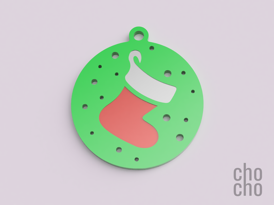 weihnachten socke ornament farben by muschi mode schmuck schlüsselring ring ohrring schlüsselbund halskette 3d print model - Mito3D