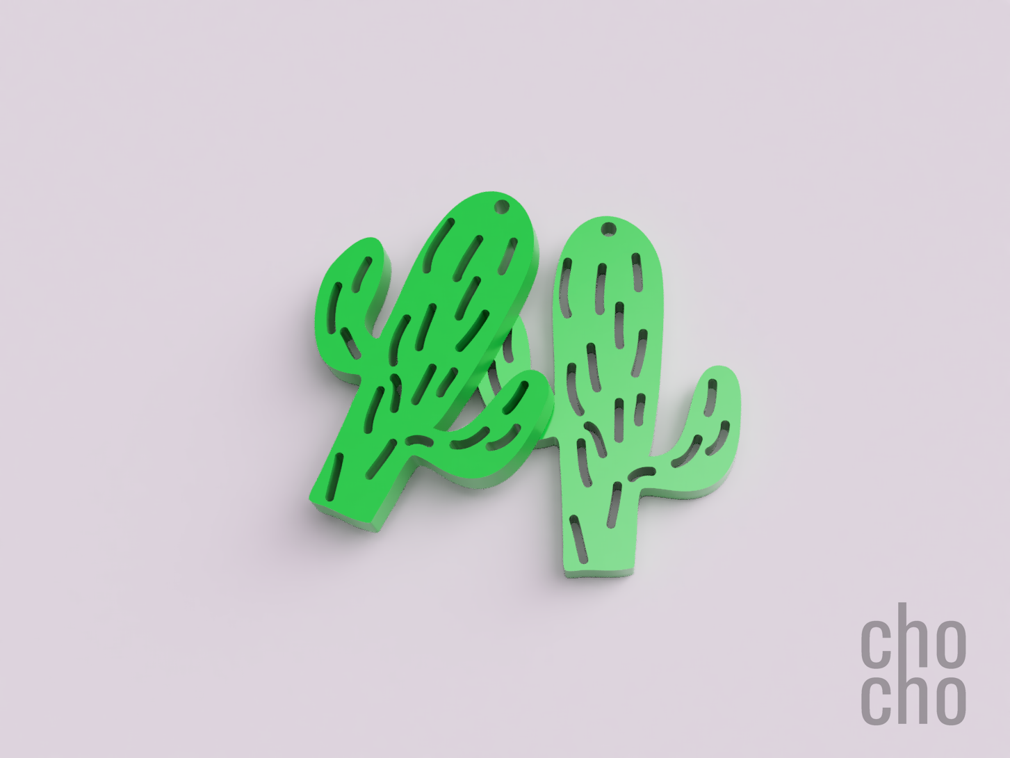 cactus boucle d'oreille by chatte mode bijoux porte clés bague noël collier ornement 3D print model - Mito3D