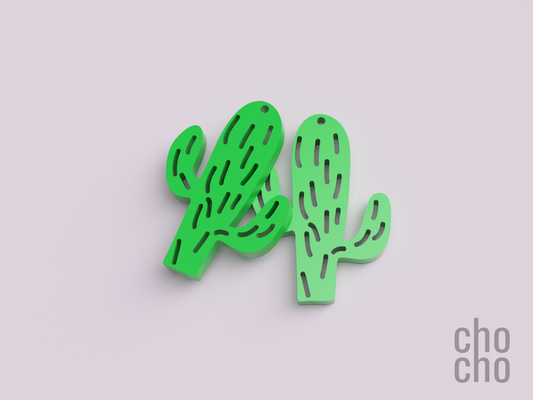 cactus earring by chocho fashion jewelry keyring ring christmas necklace ornament keychain 3d print model - Mito3D