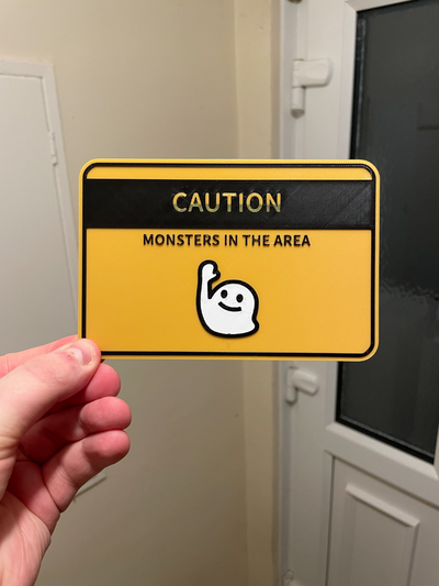 monsters in area sign by daniel93817 household decor makerlab makemysign 3d print model - Mito3D