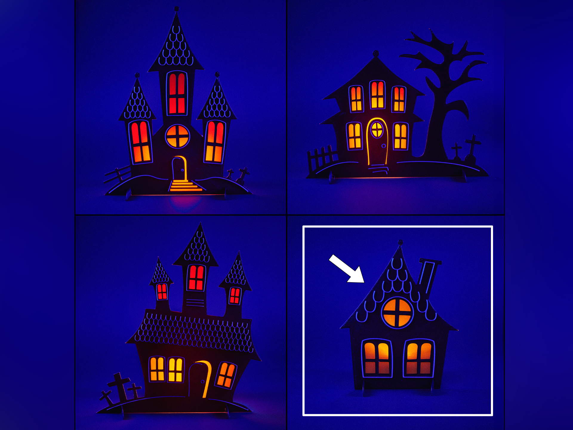 unheimlich halloween haus hinten beleuchtet dekoration by techniker haushalt feierlichkeiten verfolgt gruslig silhouette schablone vektor glühen led licht anzeige teelicht tee spuk zuletzt minute 3D print model - Mito3D