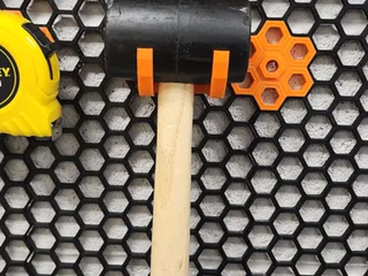 hsw rubber mallet hanger remixed by 3d hobby & diy orgainizer wall hook honeycomb honeycombstoragewall hammer 3d print model - Mito3D
