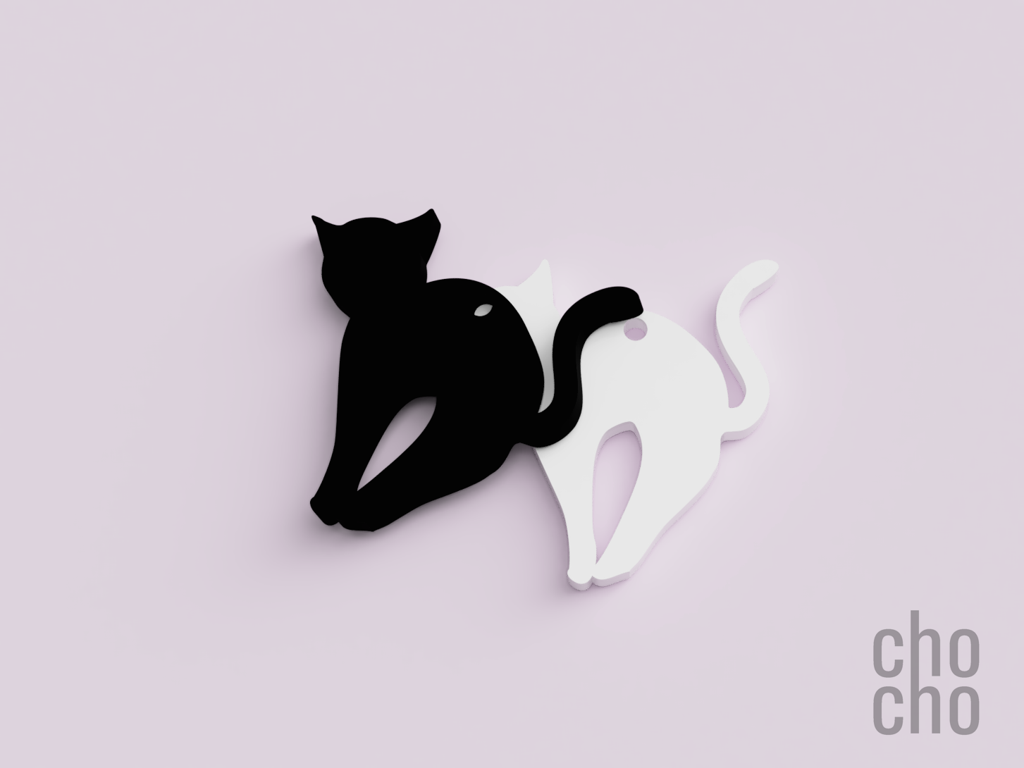 cat black white earrings by chocho fashion jewelry necklace earring ornament christmas keychain ring keyring 3D print model - Mito3D