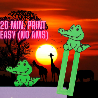 crocodile - bookmark by 3dsloth97 art 2d safari africa cute book read kids gift love nice fast easy bookmarks 3d print model - Mito3D