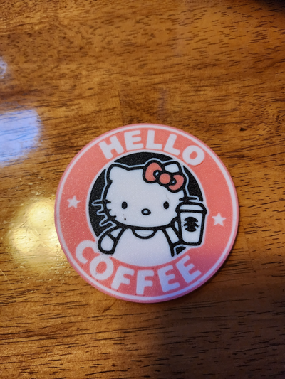 kitty coffee coaster by picture it household decor starbucks 3d print model - Mito3D