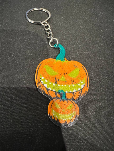 pumpkin anahtarlık by xlab3d ev halkı şenlikler kabak calabaza cadılar bayramı hayalet mmu ams x1c p1p p1s a1 bambu prusa 3d print model - Mito3D