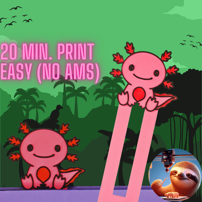 axolotl - bookmark by 3dsloth97 art 2d nice cute fast kids minecraft love girlfriend print 3d print model - Mito3D