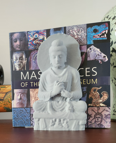 buda pregação suporte livro britânico museu remixado by dp projeto arte esculturas museu britânico 3d print model - Mito3D