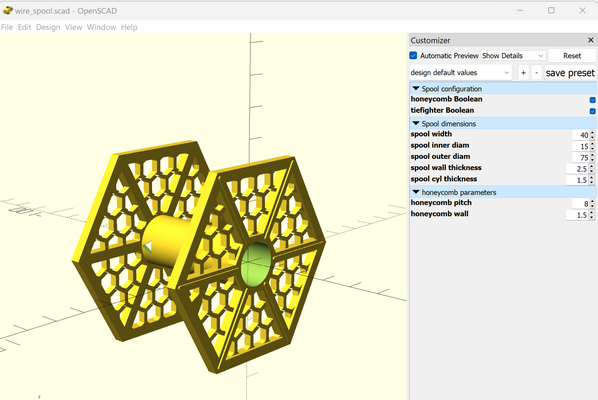 totalmente paramétrico fio carretel openscad by dp projeto ferramentas organizadores 3d print model - Mito3D