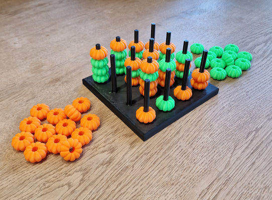 4 connect wins gewinnt in 3d - halloween edition by palumbus toys & games board pumpkin 3d print model - Mito3D