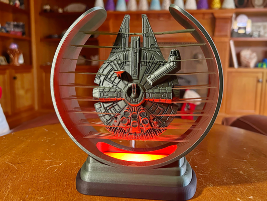 a long time in galaxy away remixed by xel8ed art sculptures star wars millenium falcon suspended starwars 3d print model - Mito3D