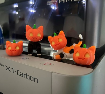 halloween pumpkin head gatto by callanloomers miniature animali articolato zucca jackolantern 3d print model - Mito3D