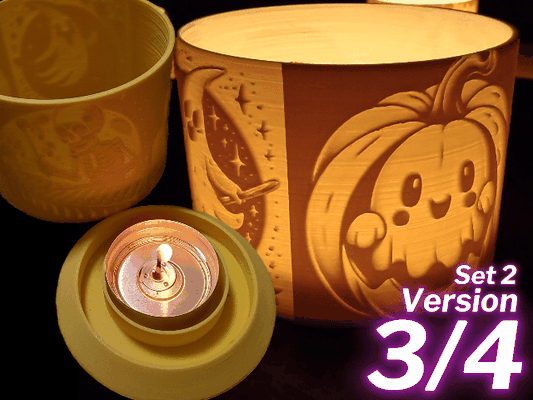 halloween tealights set2 3 4 perfect vibe lantern by select2start print household garden spooky tealight festive hallowen 3d print model - Mito3D