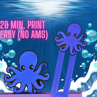 octopus - bookmark by 3dsloth97 art 2d sea marine read book bookmarks fast easy love gift nice print 3d print model - Mito3D