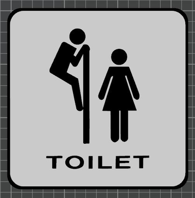komik banyo işaretler 1 by carlson ev halkı modeller tuvalet adam kadın dekor wc 3d print model - Mito3D