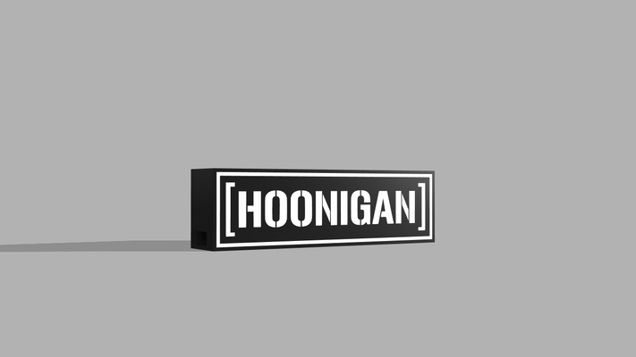 hoonigan logo led boite lumière by brumeux artisanat art panneaux logos hoonicorne lampe 3d print model - Mito3D