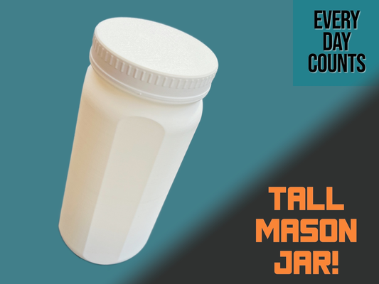 mason jar blank tall - 180mm high by day counts household house models masonjar container lid vase mode 3d print model - Mito3D